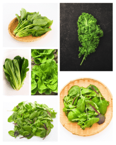 Leafy Greens (Spinach, Kale, Collard Greens, Arugula, Romaine Lettuce)